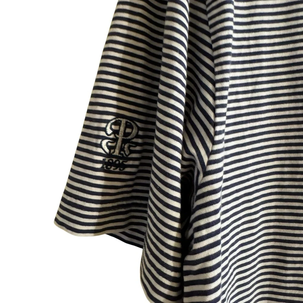 Peter Millar Seaside Wash Cotton Golf Polo Blue White Stripe Mens